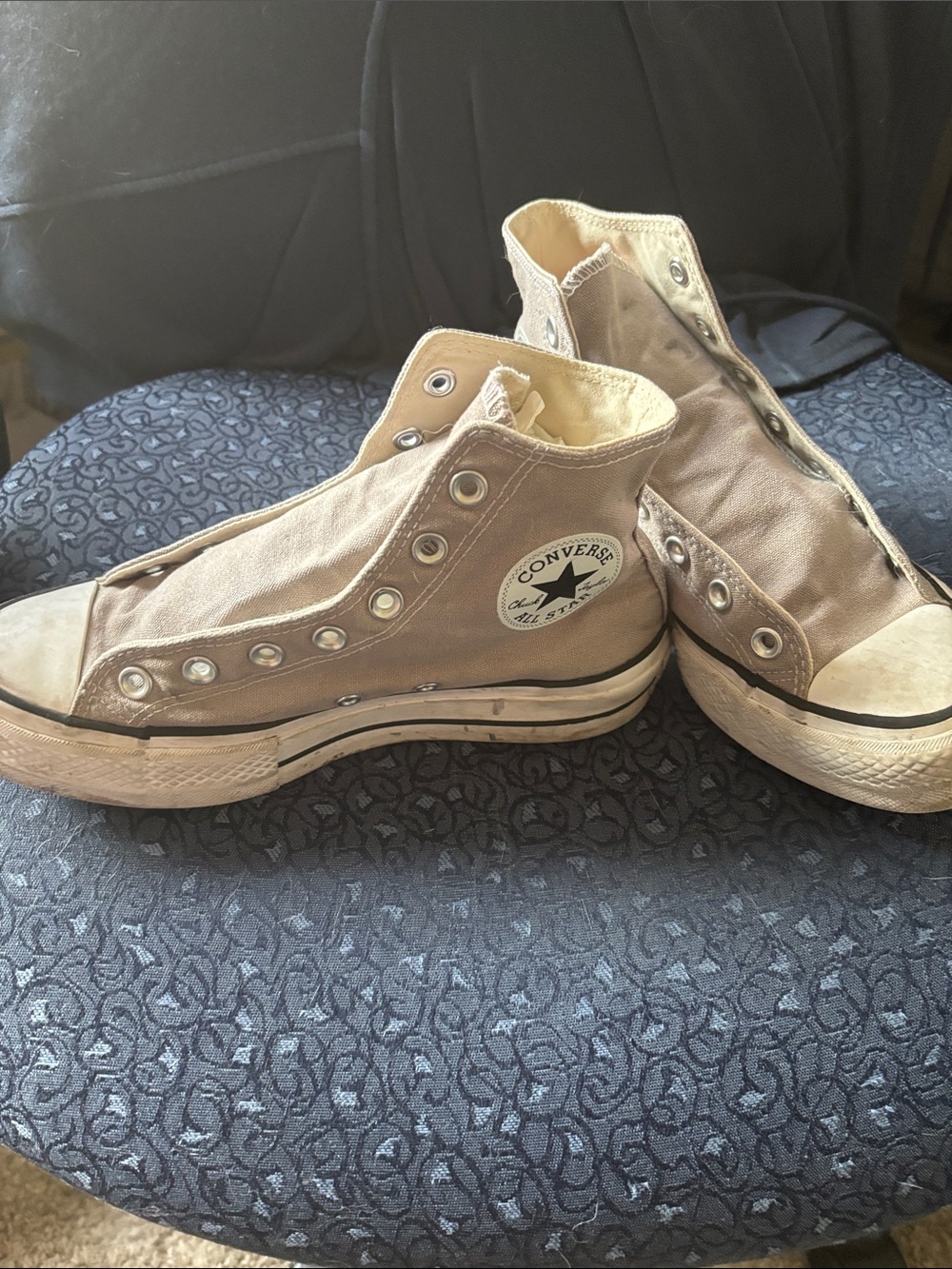 Converse High Top Sneakers - Light Beige Canvas platform